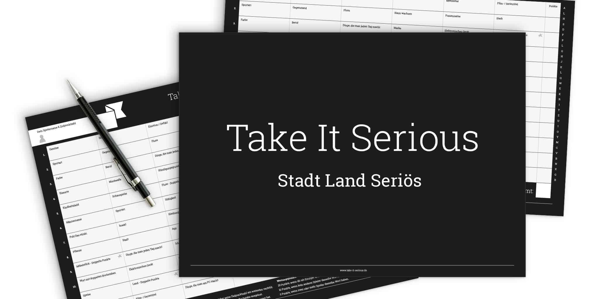 Take It Serious - Stadt Land Seriös - das lustige Stadt Land Fluss Spiel für Familien.