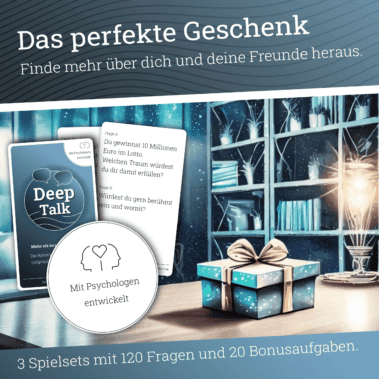 Finde mit Deep Talk mehr über dich und deine Freunde heraus. 3 Spielsets, 140 Fragen und verschiedene Bonusaufgaben warten auf euch.
