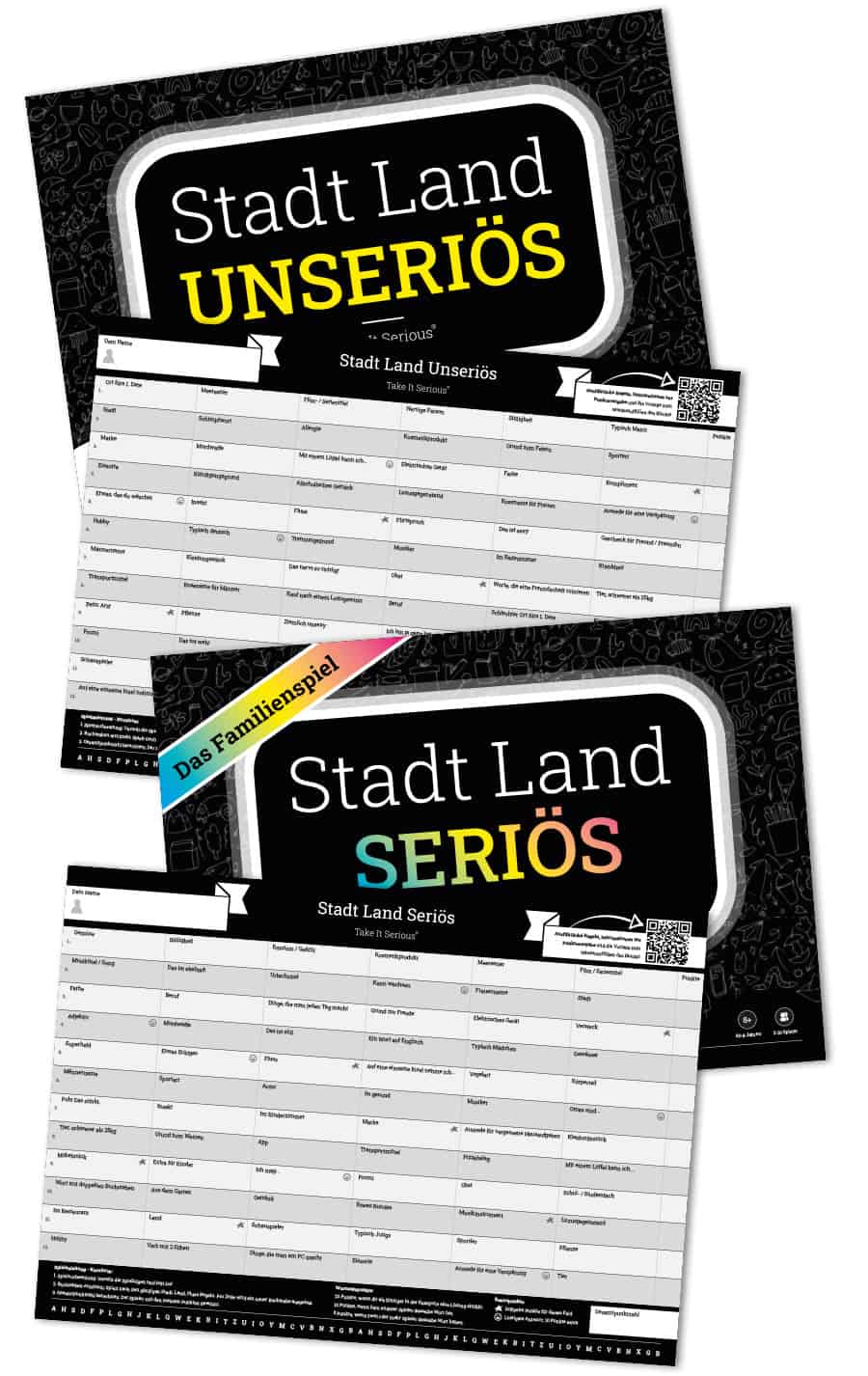 Stadt Land Fluss von Take It Serious - Familienspiel Stadt Land Seriös und Partyspiel Stadt Land Unseriös - Lasset die Spiele beginnen