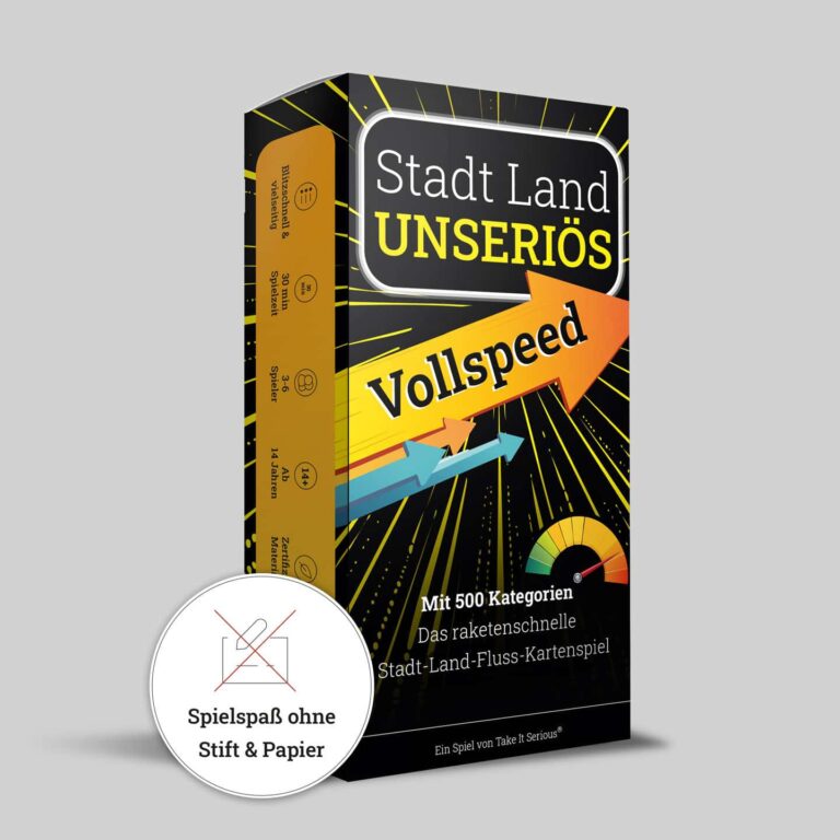 Das abwechslungsreichste und schnellste Stadt Land Fluss Spiel. Für jedes Alter und jeden Anlass! Spielspaß ohne Stift und Papier