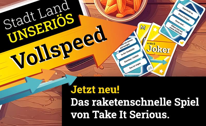 Jetzt neu! Das raketenschnelle Spiel von Take It Serious Stadt Land Unseriös
